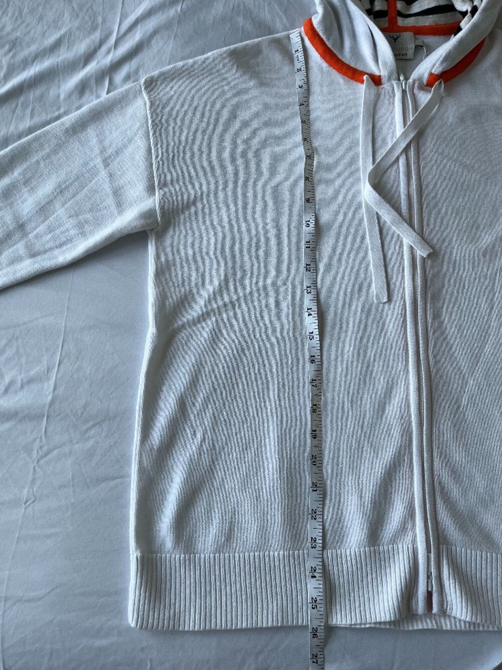 Edinburgh Knitwear Streetwear Striped Zip Hoodie - 100% Pima Cotton - Size L - Picture 9 of 10